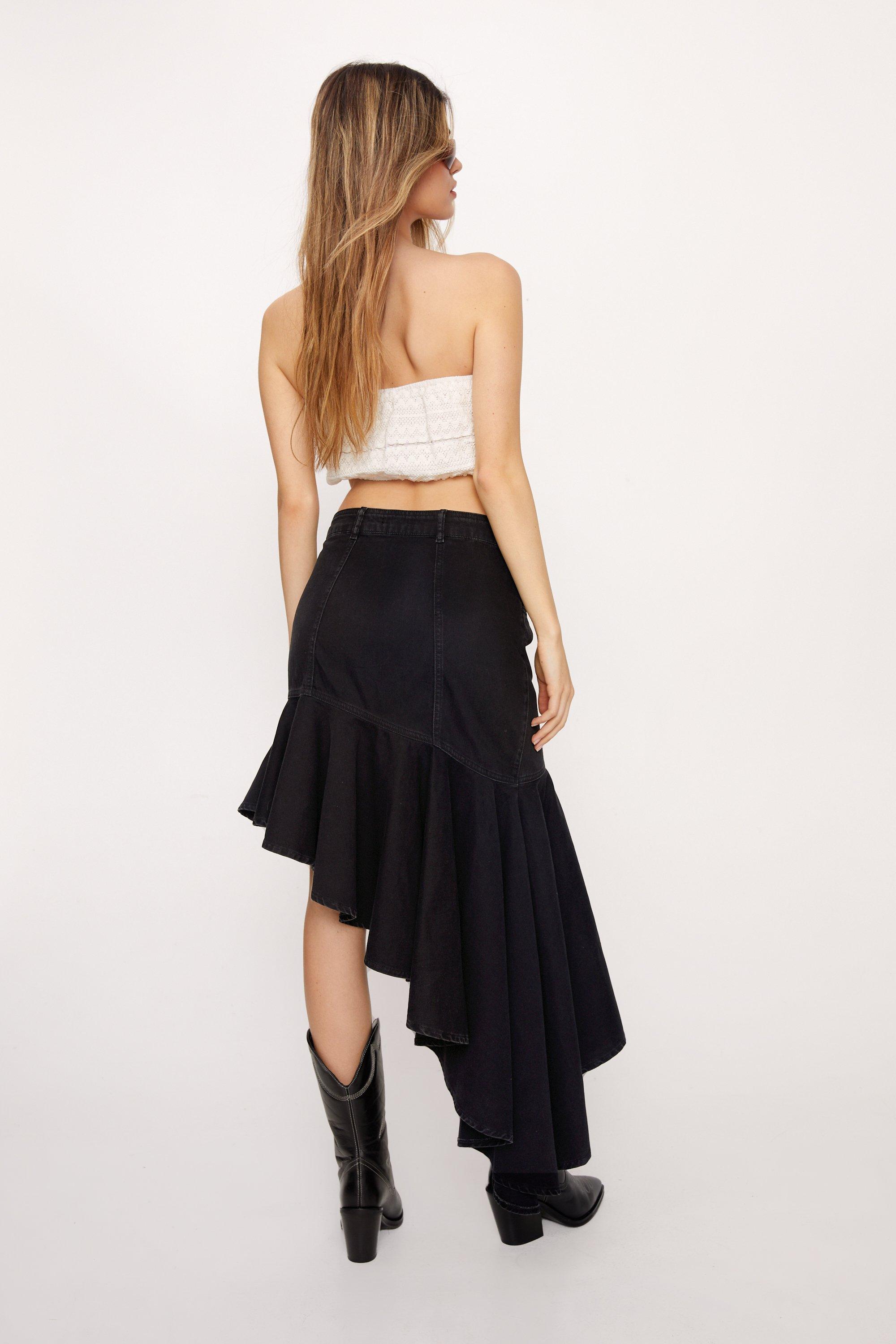 Asymmetric black hotsell ruffle skirt